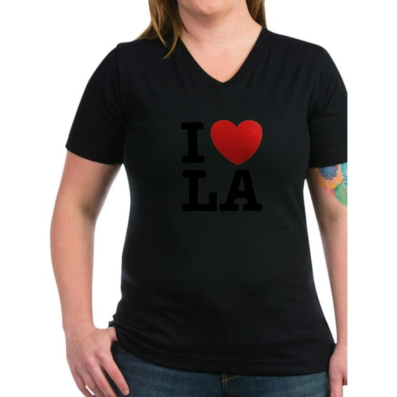 CafePress - I Love LA Women's V Neck Dark T Shirt - Women's V-Neck Dark T-Shirt