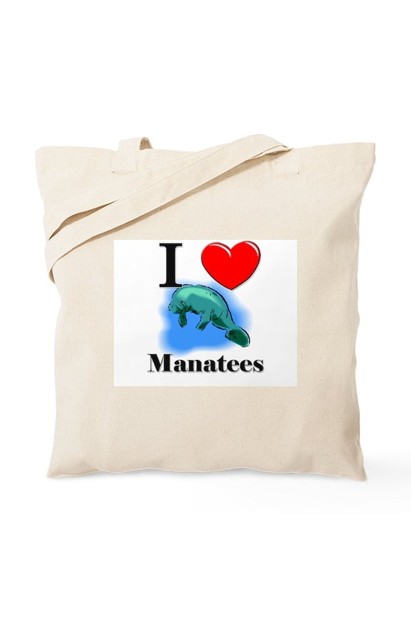- I Love Manatees Tote Bag - Unisex Canvas Tote Bag, Beige, 1-Piece