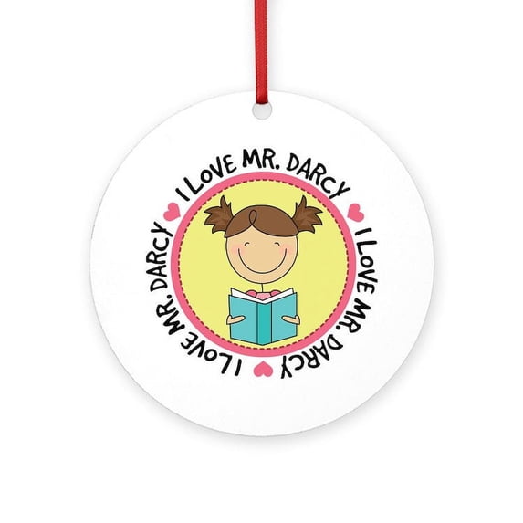 CafePress - I Love Mr. Darcy - Round Wood Ornament 4"