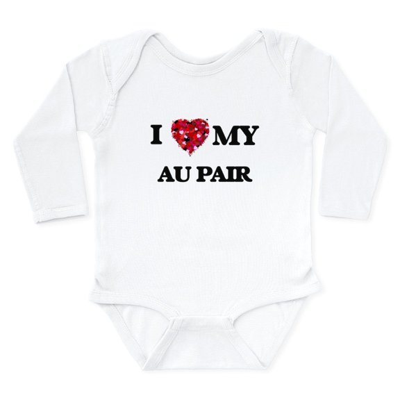 CafePress - I Love My Au Pair Hearts Design Body Suit - Long Sleeve Cotton Baby Bodysuit