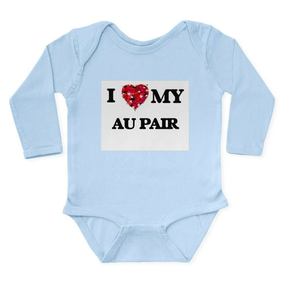 CafePress - I Love My Au Pair Hearts Design Body Suit - Long Sleeve Cotton Baby Bodysuit
