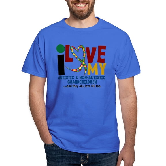 CafePress - I Love My Autistic & Nonautistic Grandchildren 2 D - Men's Classic Graphic Cotton T-Shirt