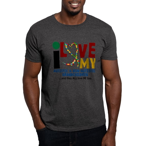 CafePress - I Love My Autistic & Nonautistic Grandchildren 2 D - Men's Classic Graphic Cotton T-Shirt