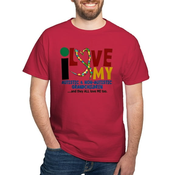 CafePress - I Love My Autistic & Nonautistic Grandchildren 2 D - Men's Classic Graphic Cotton T-Shirt