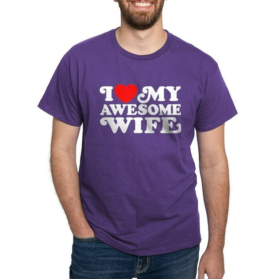 CafePress - I Love My Awesome Wife Dark T Shirt - Men's Classic Graphic Cotton T-Shirt