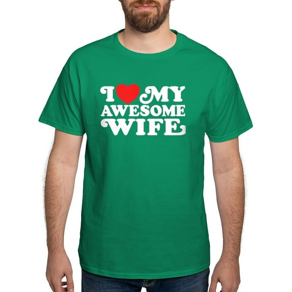 CafePress - I Love My Awesome Wife Dark T Shirt - Men's Classic Graphic Cotton T-Shirt