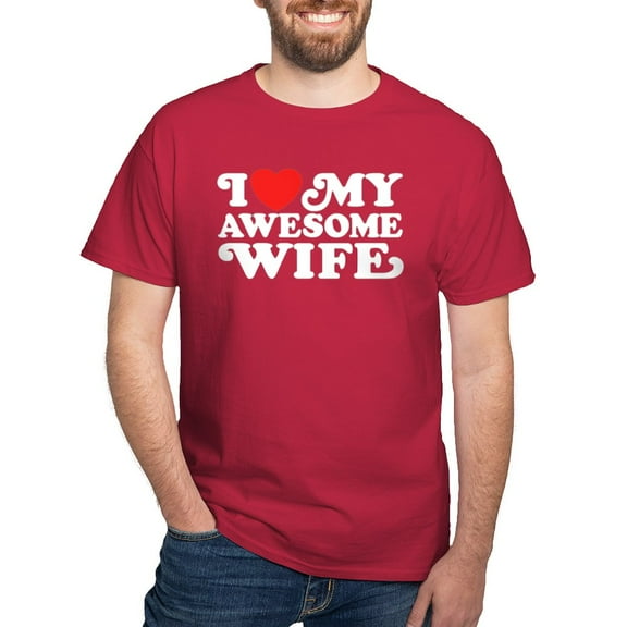 CafePress - I Love My Awesome Wife Dark T Shirt - Men's Classic Graphic Cotton T-Shirt