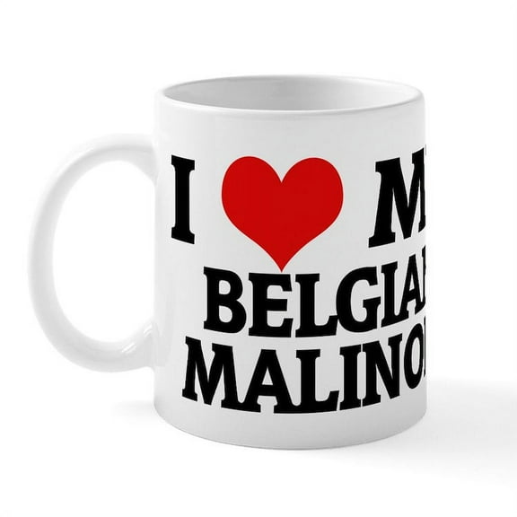 CafePress - I Love My Belgian Malinois Mug - 11 oz Ceramic Mug - Novelty Coffee Tea Cup