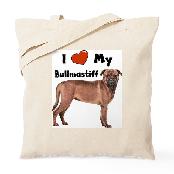 CafePress - I Love My Bullmastiff Tote Bag - Unisex Canvas Tote Bag, Beige, 1-Piece