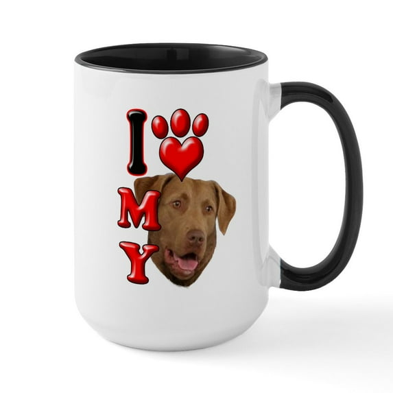 CafePress - I Love My Chesapeake Bay Retriever Large Mug - 15 oz Ceramic Large White Novelty Mug