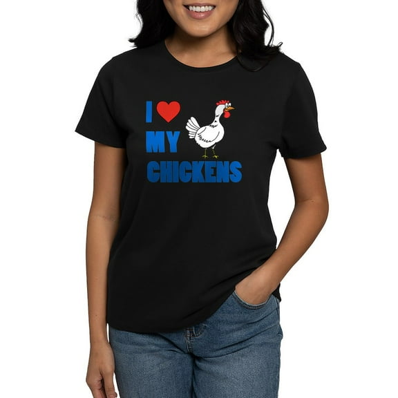 CafePress - I Love My Chickens T Shirt - Women's Traditional Fit Dark T-Shirt