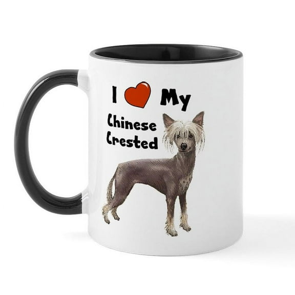 CafePress - I Love My Chinese Crested Mug - 11 oz Ceramic Mug - Novelty Coffee Tea Cup