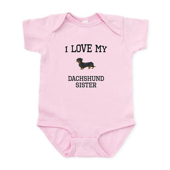 CafePress - I Love My Dachshund Sister Body Suit - Baby Light Bodysuit, Size Newborn - 24 Months