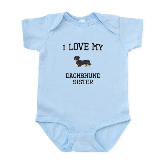 CafePress - I Love My Dachshund Sister Body Suit - Baby Light Bodysuit, Size Newborn - 24 Months