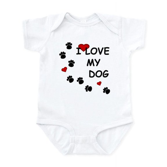 CafePress - I Love My Dog Paw Prints Infant Bodysuit - Baby Light Bodysuit, Size Newborn - 24 Months