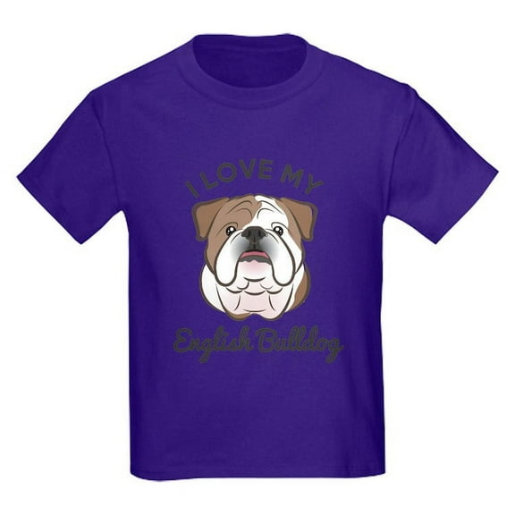 CafePress - I Love My English Bulldog Kids T Shirt - Dark T-Shirt Kids XS-XL