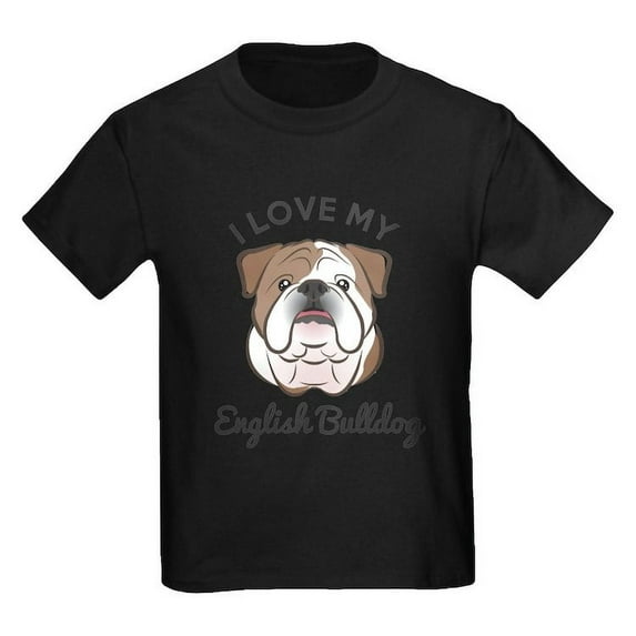 CafePress - I Love My English Bulldog Kids T Shirt - Dark T-Shirt Kids XS-XL