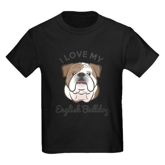 CafePress - I Love My English Bulldog Kids T Shirt - Dark T-Shirt Kids XS-XL
