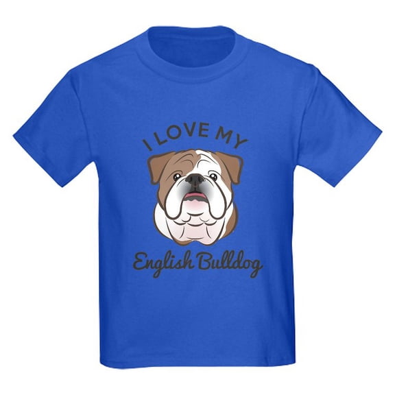 CafePress - I Love My English Bulldog Kids T Shirt - Dark T-Shirt Kids XS-XL