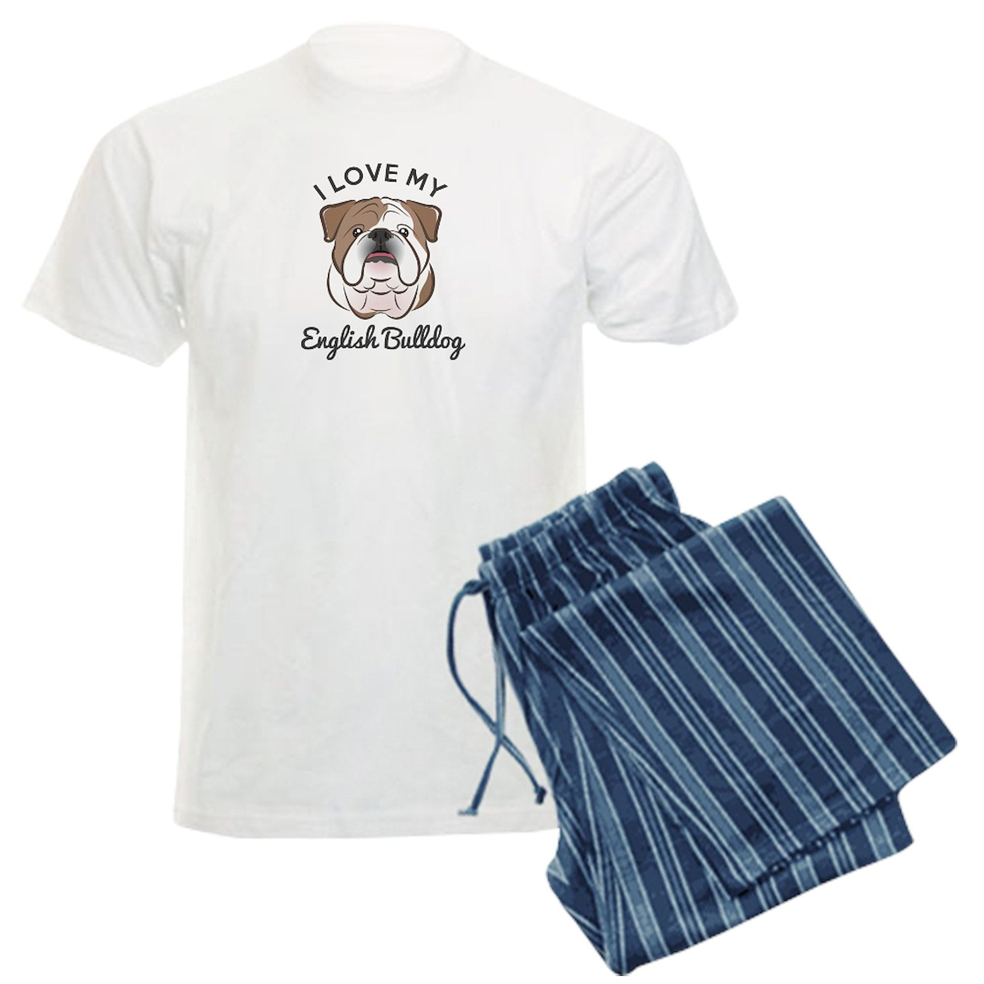 CafePress I Love My English Bulldog Men s Light Pajamas Men s Light Loose Fit Cotton Pajama Set