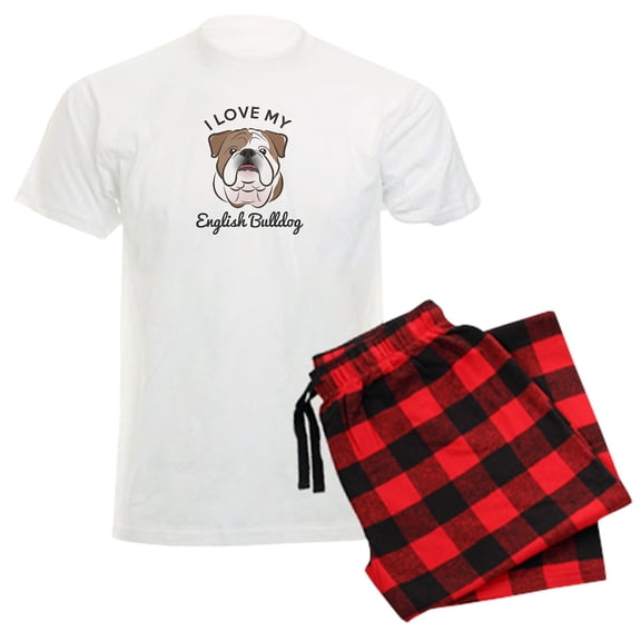 CafePress - I Love My English Bulldog Men's Light Pajamas - Men's Light Loose Fit Cotton Pajama Set