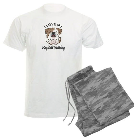CafePress - I Love My English Bulldog Men's Light Pajamas - Men's Light Loose Fit Cotton Pajama Set