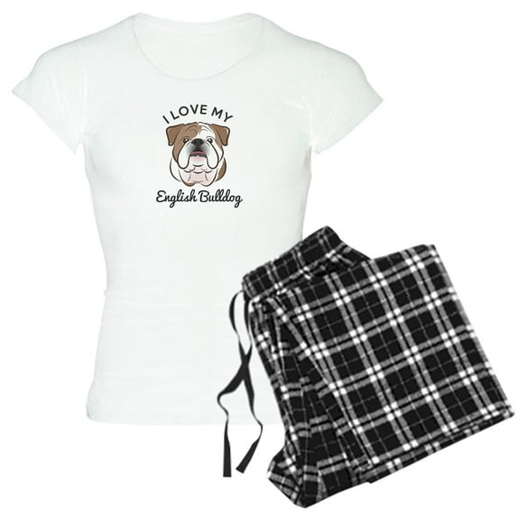 CafePress - I Love My English Bulldog Women's Light Pajamas - Women's Short Sleeve Print T-Shirt and Pants Light Cotton Pajama Set