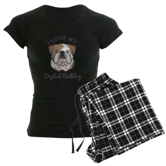 CafePress - I Love My English Bulldog - Women's Short Sleeve Print T-Shirt and Pants Dark Cotton Pajama Set