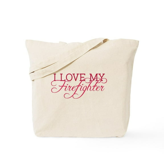 CafePress - I Love My Firefighter Tote Bag - Unisex Canvas Tote Bag, Beige, 1-Piece