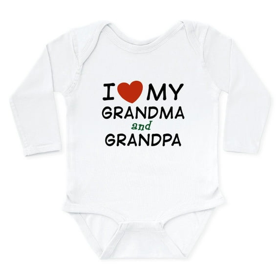 CafePress - I Love My Grandma And Grandpa Infant Creeper Body - Long Sleeve Cotton Baby Bodysuit
