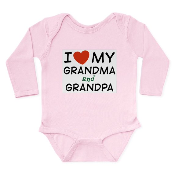 CafePress - I Love My Grandma And Grandpa Infant Creeper Body - Long Sleeve Cotton Baby Bodysuit