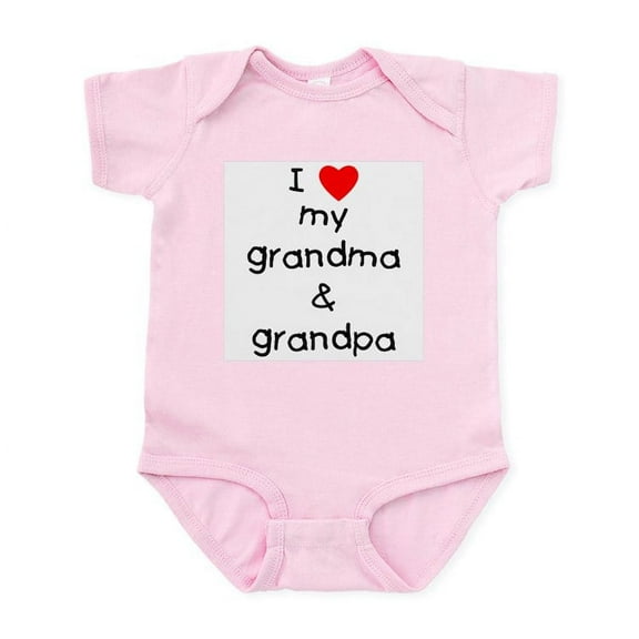 CafePress - I Love My Grandma & Grandpa Infant Bodysuit - Baby Light Bodysuit, Size Newborn - 24 Months
