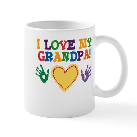 CafePress - I Love My Grandpa Mug - 11 oz Ceramic Mug - Novelty Coffee Tea Cup