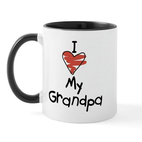 CafePress - I Love My Grandpa Mug - 11 oz Ceramic Mug - Novelty Coffee Tea Cup