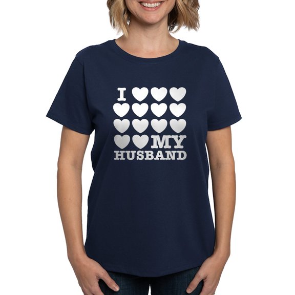CafePress - I Love My Husband Women's Dark T Shirt - Women's Traditional Fit Dark T-Shirt