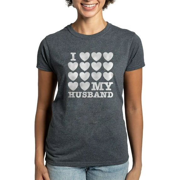 CafePress - I Love My Husband Women's Dark T Shirt - Women's Traditional Fit Dark T-Shirt