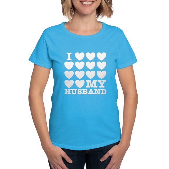 CafePress - I Love My Husband Women's Dark T Shirt - Women's Traditional Fit Dark T-Shirt