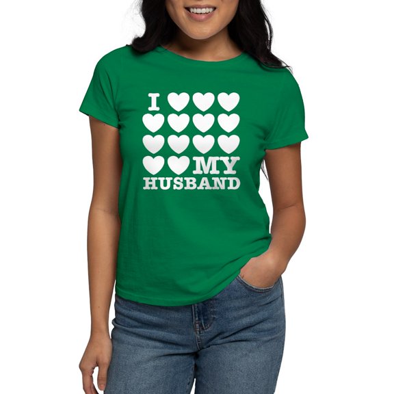 CafePress - I Love My Husband Women's Dark T Shirt - Women's Traditional Fit Dark T-Shirt
