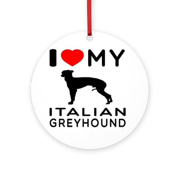 CafePress - I Love My Italian Greyhound - Round Wood Ornament 4"