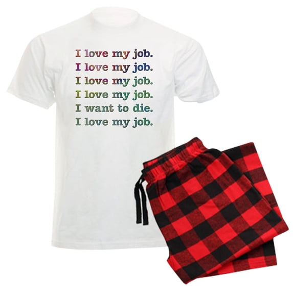 CafePress - I Love My Job Men's Light Pajamas - Men's Light Loose Fit Cotton Pajama Set