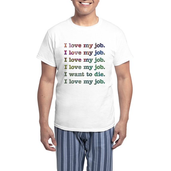 CafePress - I Love My Job Men's Light Pajamas - Men's Light Loose Fit Cotton Pajama Set