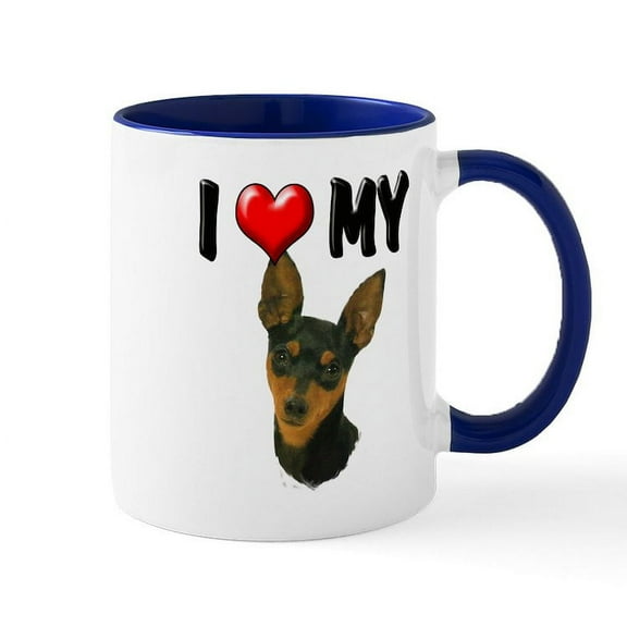 CafePress - I Love My Min Pin Mug - 11 oz Ceramic Mug - Novelty Coffee Tea Cup