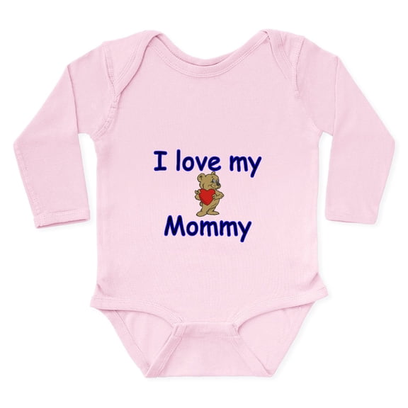CafePress - I Love My Mommy(With Teddy Bear) Body Suit - Long Sleeve Cotton Baby Bodysuit