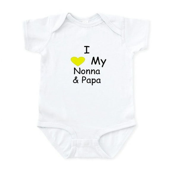 CafePress - I Love My Nonna & Papa Yellow Infant Bodysuit - Baby Light Bodysuit, Size Newborn - 24 Months