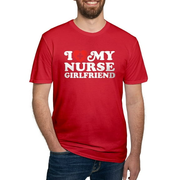CafePress - I Love My Nurse Girlfriend Men's Fitted T Shirt (D - Men's Fitted T-Shirt