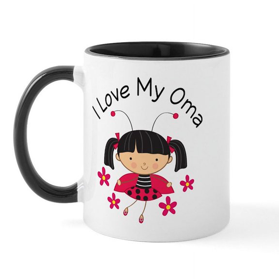 CafePress - I Love My Oma Ladybug Mug - 11 oz Ceramic Mug - Novelty Coffee Tea Cup