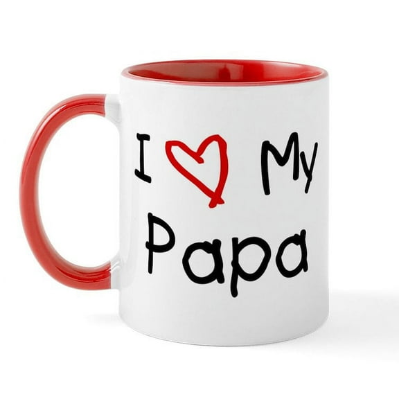 CafePress - I Love My Papa Mug - 11 oz Ceramic Mug - Novelty Coffee Tea Cup
