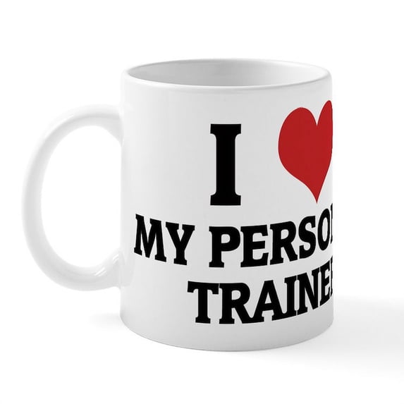 CafePress - I Love My Personal Trainer Mug - 11 oz Ceramic Mug - Novelty Coffee Tea Cup
