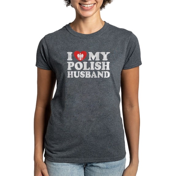CafePress - I Love My Polish Husband Women's Dark T Shirt - Women's Traditional Fit Dark T-Shirt