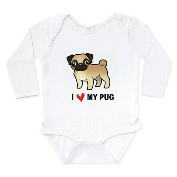 CafePress - I Love My Pug Body Suit - Long Sleeve Cotton Baby Bodysuit